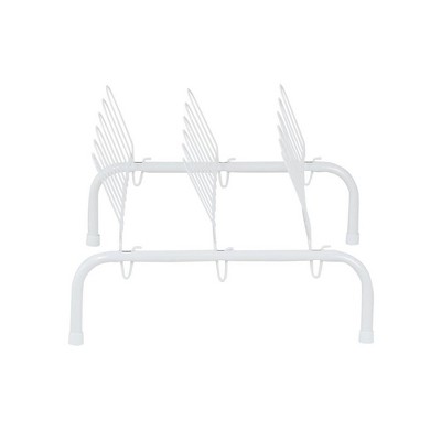 White Metal 9 Pair Freestanding Shoe Rack Organizer, 2 Pack
