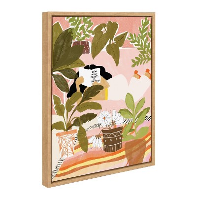Never Enough Plants Botanical Canvas Art in Natural Frame