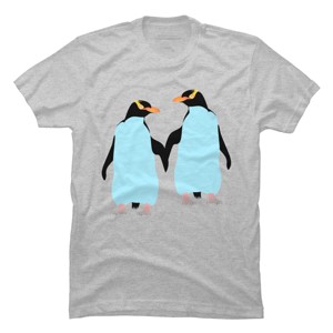 Adult Design By Humans Pride Penguins Holding Hands By mailboxdisco T-Shirt - 1 of 2
