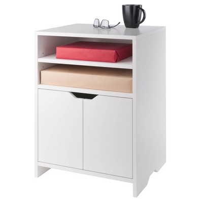 White Freestanding Office Storage Cabinet with Adjustable Shelving