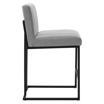 Light Gray Channel Tufted Metal Counter Stool