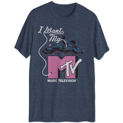 Hybrid Mens MTV Short Sleeve Graphic T-Shirt, Blue, Medium