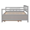 NicBex Full Size Daybed Modern Wooden Bed Frame with Twin Size Trundle and Guardrails for Bedroom, Living Room, No Box Spring Required - 4 of 4