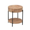 Round End Table, 2-Tier Side Table with Growth Rings Wood Design, Industrial Sofa Table with Drawer and Storage Space - 3 of 4