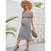 BLUEMING Maternity Sundress Flounce Elastic Neckline Dress Thigh Slit Maxi A-Line Dress - 4 of 4