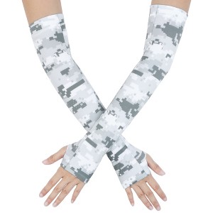 INSPIRE CHIC Women's Sun Protection Cooling Arm Stretch Sleeves Gloves with Thumb Hole 1Pair - 1 of 4