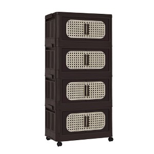 KTMBDW 4/5 Tier Storage Bins with Lids, Foldable Closet Organizers and Storage with Wheels, Collapsible Storage Boxes for Home - 1 of 4