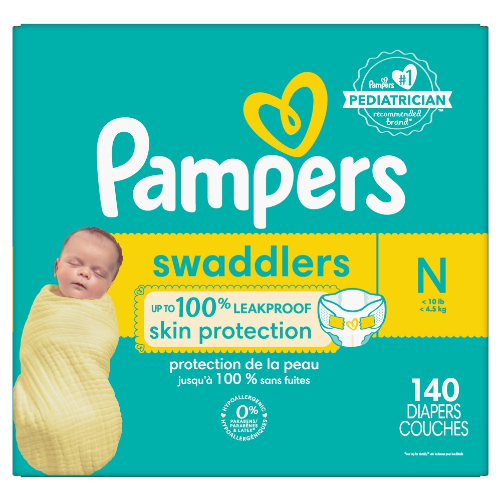 Pampers Swaddlers Active Baby Diapers Pack - Size 0 - 140ct