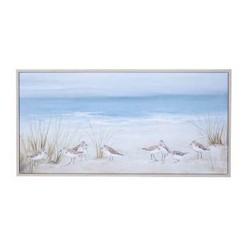 Canvas Bird Handmade Framed Wall Art with Silver Frame Blue - Olivia & May