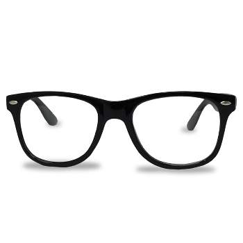 4E's Novelty Black Framed Retro Nerd Glasses - Non-Prescription Costume Accessory for Kids & Adults