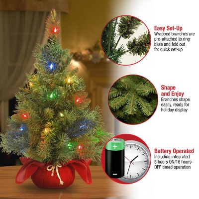 Majestic Fir Tabletop Christmas Tree with Multicolor LED Lights
