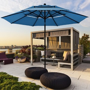 Costway 10ft 3 Tier Patio Market Umbrella Aluminum Sunshade Shelter Double Vented - 1 of 4