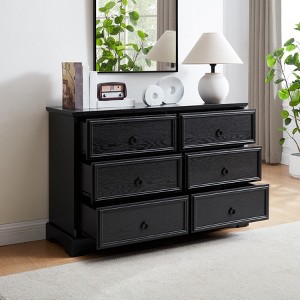 6 Drawer Dresser for Bedroom, 47" Wood Chest of Drawers with Handle, Accent Freestanding Storage Cabinet for Closet Living Room Hallway Bedroom - 1 of 4