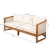 Christopher Knight Home Elrane Mid-Century Modern Patio 3-Seater Acacia Wood Sofa with Thick Cushions - 3 of 4