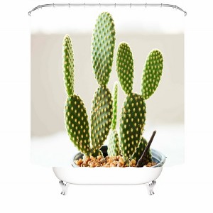 Potted Cactus Shower Curtains for Bathroom Waterproof Fabric Bath Curtain Durable Soft Stylish Bathroom Decor 72x72 Inch - 1 of 1