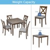 Lyngins 5-Piece Modern Wooden Dining Table Set for 4 People– Square Table & 4 Upholstered Chairs, X-shaped Backrest Kitchen Table Set for Living Room - 2 of 4