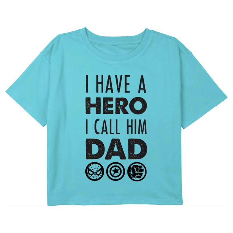 Girl's Marvel Father's Day I Have a Hero I Call Him Dad Crop T-Shirt, 1 of 4