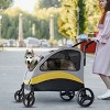 Large Heavy Duty Dog Stroller Folding Pet Stroller 4-Wheel Pet Travel Carrier Double Door Pet Trolley Skylight Cart with Rainproof Cover - 3 of 4