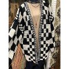 Women's Mixed Check Loose Fit Chunky Cardigan - BiBi - 2 of 2