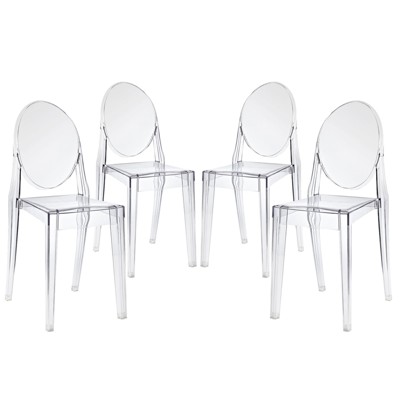 Set of 4 Casper Dining Chairs Clear - Modway