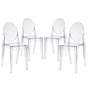 Set of 4 Casper Dining Chairs Clear - Modway - 1 of 4