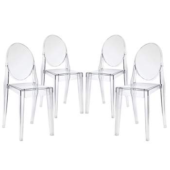 Set of 4 Casper Dining Chairs Clear - Modway
