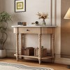 PAGED Vintage Narrow Console Table with Drawer & Open Shelf, Coastal Farmhouse Entryway Sofa Table with Curved Corner, Retro Entryway Table - 2 of 4