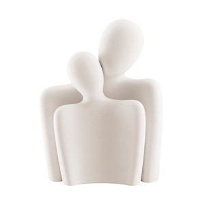Danya B. Hans Cream Abstract Nesting Two Piece Couple Decorative Accent Matte Ceramic Sculpture Figure Set - 1 of 4