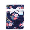 Hudson Baby Infant Girl Plush Blanket with Furry Binding and Back, Navy Bold Floral, One Size - 2 of 2