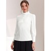 Allegra K Women's Elegant Work Blouse Mock Neck Long Sleeve Button Front Shirt - image 4 of 4