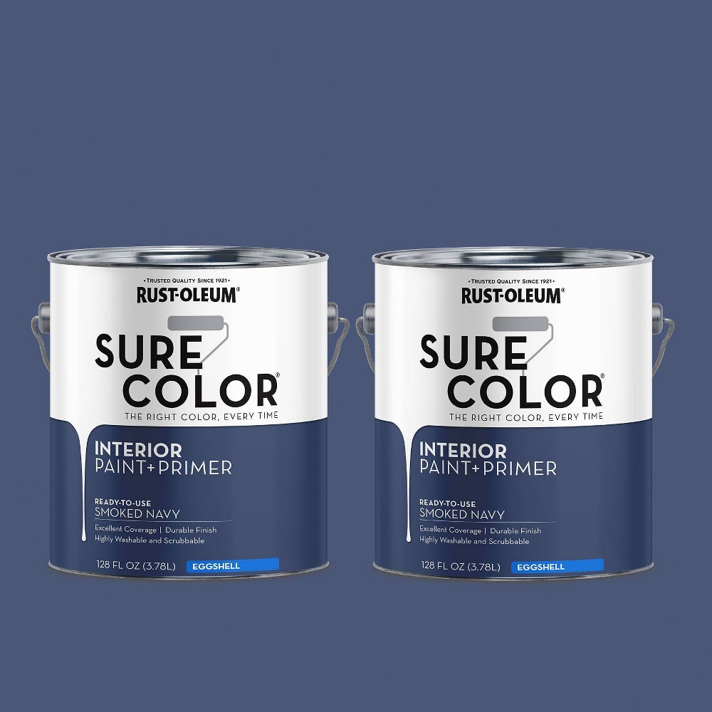 Photos - Paint / Enamel Rust-Oleum 2pk Sure Color Eggshell Smoked Navy Gal: Interior Acrylic Paint & Primer for Wood, Metal, Masonry, Drywall 