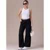 INSPIRE CHIC Women's Baggy Distressed High Waisted Multi-Pocket Full Length Wide Leg Cargo Denim Pants - 3 of 4