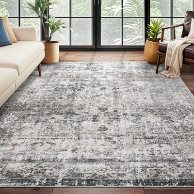Soft Boho Vintage Low Pile Washable Large Indoor Area Rug for Living Room Bedroom Dining Room
