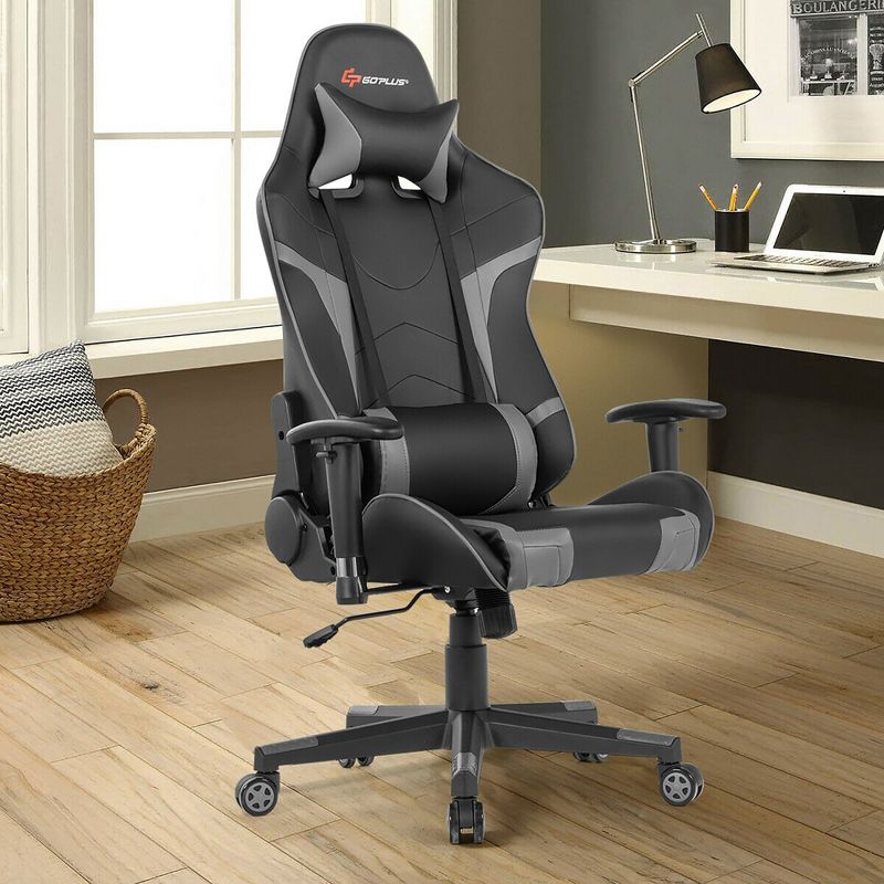 Costway Massage Gaming Chair Reclining Swivel Racing Office Chair w/Lumbar Support, 2 of 14