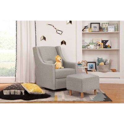 Eco-Weave Grey Swivel Glider with Ottoman for Modern Nurseries
