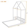 CAVINAS Full Size Wood Montessori Bed,Modern Floor Bed with House-Shaped Roof Headboard and Semi-Fence Design,Toddler Bed for Bedroom - 3 of 4