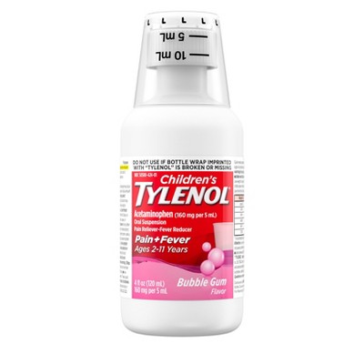 Children&#39;s Tylenol Pain + Fever Relief Liquid - Acetaminophen - Bubble Gum - 4 fl oz