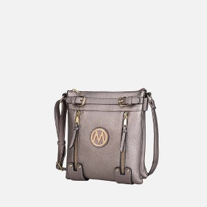 MKF Collection Lilian Vegan Leather Women’s Crossbody Purse Functional by Mia K - Pewter - 1 of 4