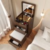 KTMBDW 3 in 1 Vanity Desk, Compact Vanity with 3 Drawers, Makeup Desk with Flip-up Lighting Mirror and Cushioned Stool, Nightstand for Bedroom - 3 of 4