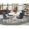 Modern 5 Piece Dinette Set - Oval Dining Table & 4 Linen White Chairs - 2 of 4
