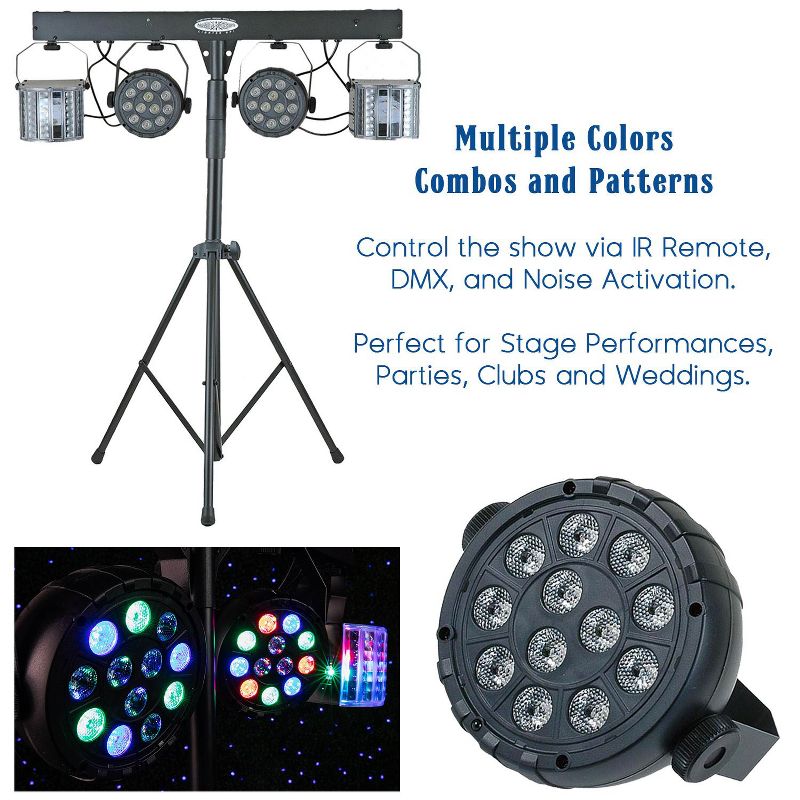 Novelty Lights DJ Gigbar LED Portable Booth Stage Lighting Sound Activated DMX Party Wedding Light Set, 5 of 11