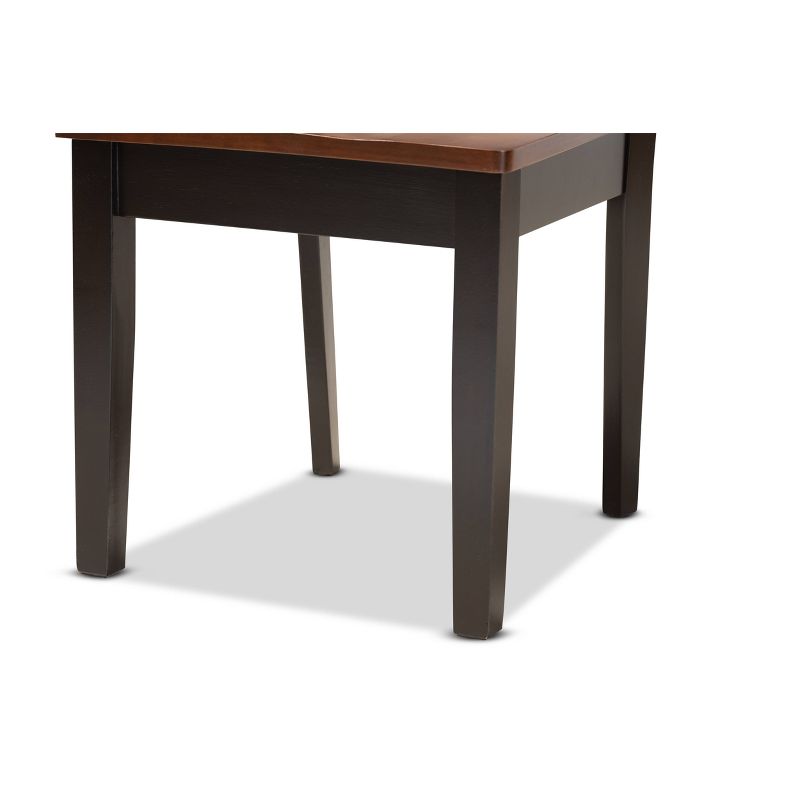 2pc FentonTransitional Two-Tone Dark Wood Dining Chair Set Walnut/Brown - Baxton Studio: Upholstered, Geometric Back Design, 6 of 9