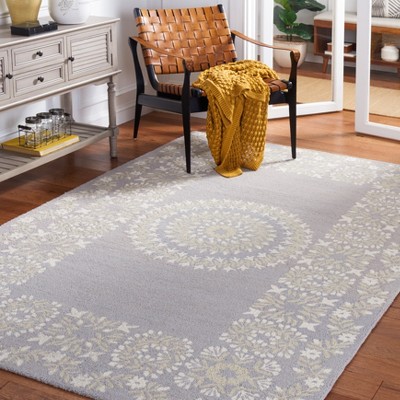 Empire 3' x 5' Grey and Green Hand-Tufted Wool Area Rug