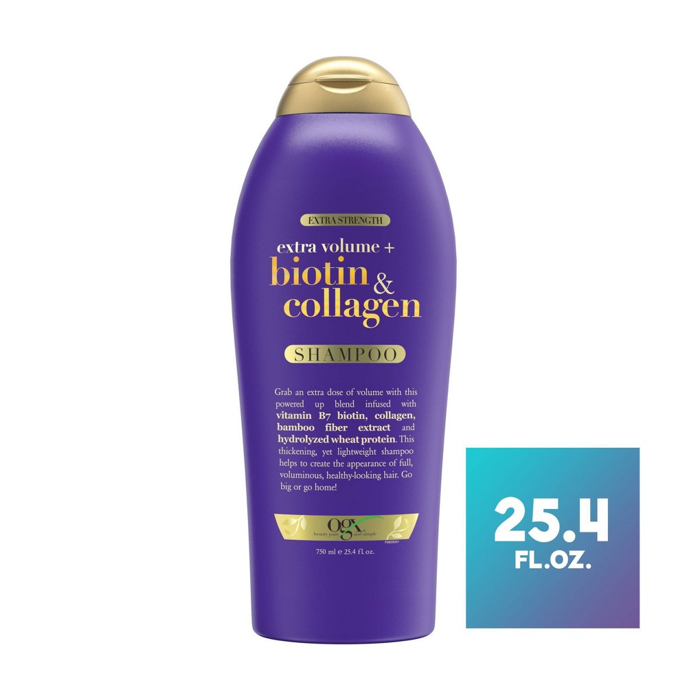 Photos - Hair Product OGX Extra Strength Biotin and Collagen Shampoo - 25.4 fl oz 