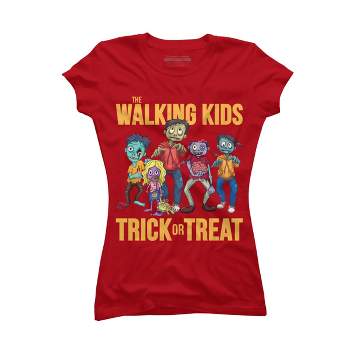 Junior's Design By Humans The Walking Kids Trick Or Treat Halloween Gift By MONSTERVILLE T-Shirt