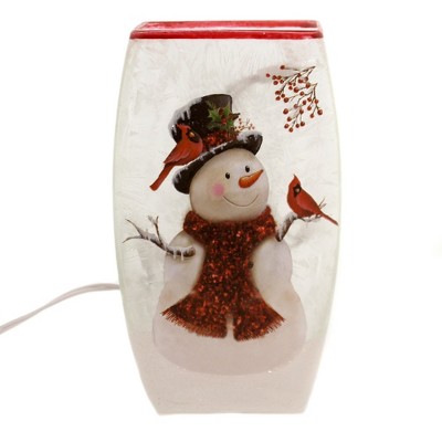 Stony Creek 7.75" Christmas Med Pre-Lit Vase Snowman Cardinal  -  Novelty Sculpture Lights