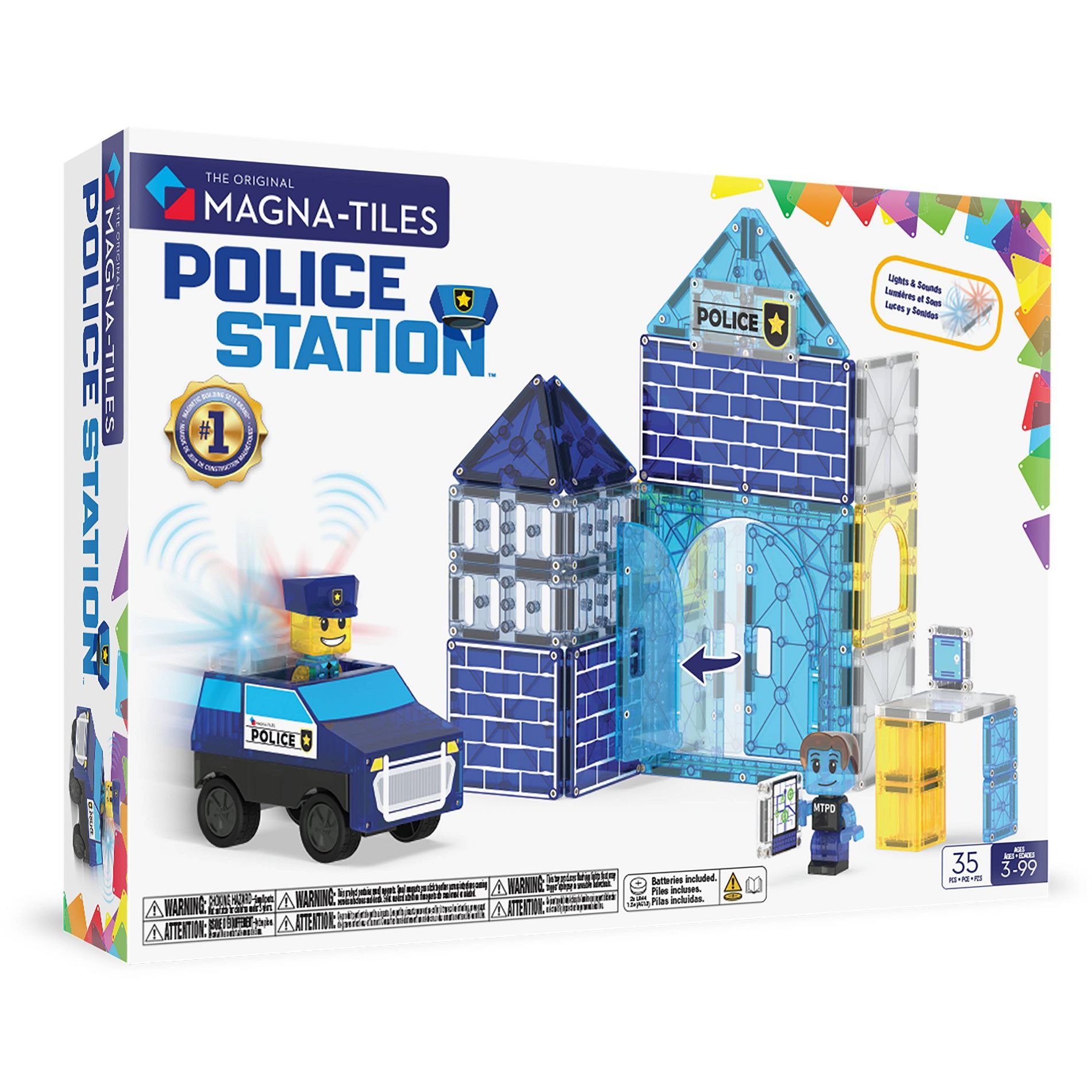 MAGNA-TILES Police Station Magnetic Building Set: Educational Math, Shapes & Colors, Creative Engineering Skills, 36 Pieces