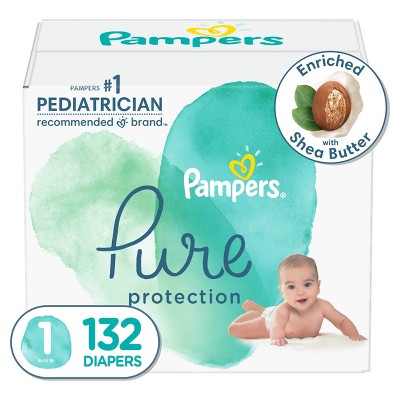 Pampers Pure Protection Diapers Enormous Pack - Size 1 - 132ct : Target