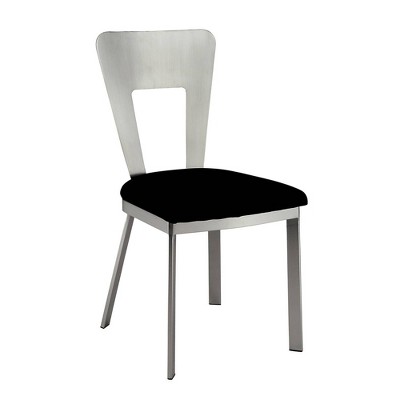 Set of 2 Contemporary Side Chairs with Micro Fabric Seat Silver/Black - Benzara