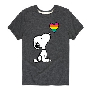Boys' - Peanuts - Snoopy Rainbow Heart Short Sleeve Graphic T-Shirt - 1 of 4